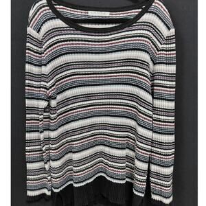 EMALINE WOMAN Striped Knit Sweater Sleeve Crew Neck Women See Measurements